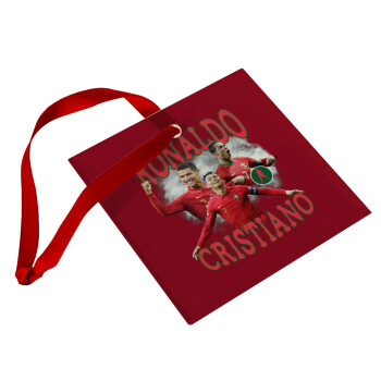 Cristiano Ronaldo, Christmas ornament, glass square ornament 9x9cm