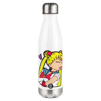 Sailor Moon, Metal mug thermos White (Stainless steel), double wall, 500ml