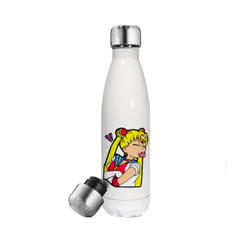 Sailor Moon, Metal mug thermos White (Stainless steel), double wall, 500ml