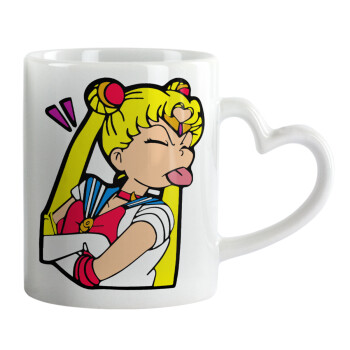 Sailor Moon, Κούπα καρδιά χερούλι λευκή, κεραμική, 330ml