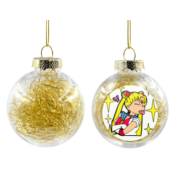 Sailor Moon, Χριστουγεννιάτικη μπάλα δένδρου διάφανη με χρυσό γέμισμα 8cm