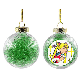 Sailor Moon, Χριστουγεννιάτικη μπάλα δένδρου διάφανη με πράσινο γέμισμα 8cm