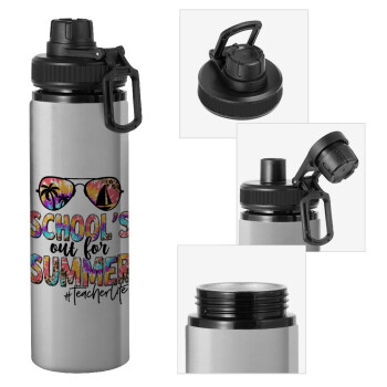 School's Out For Summer Teacher Life, Metallic water bottle with safety cap, 850ml aluminum