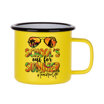 School's Out For Summer Teacher Life, Metallic enamel MATT Yellow cup 360ml