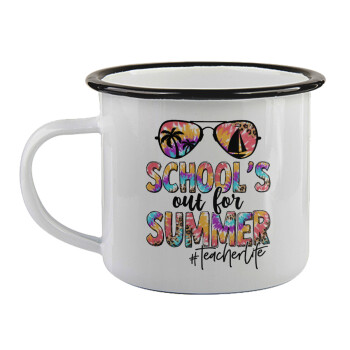 School's Out For Summer Teacher Life, Κούπα εμαγιέ με μαύρο χείλος 360ml