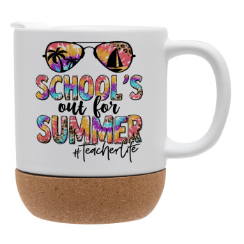 School's Out For Summer Teacher Life, Κούπα, κεραμική με βάση φελού και καπάκι (ΜΑΤ), 330ml (1 τεμάχιο)