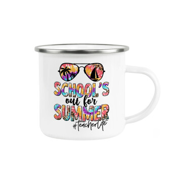 School's Out For Summer Teacher Life, Metallic enamel cup white 360ml