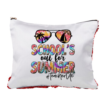 School's Out For Summer Teacher Life, Red sequin cosmetic bag