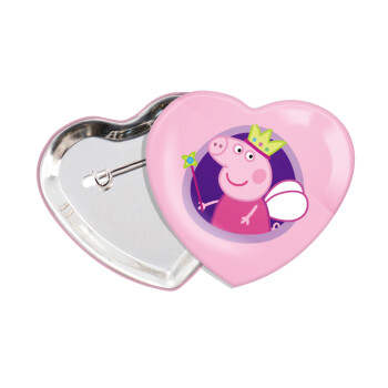 Peppa pig Queen, Κονκάρδα παραμάνα καρδιά (57x52mm)