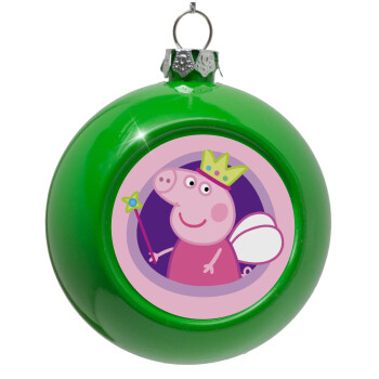 Peppa pig Queen, Green Christmas tree ornament bauble 8cm