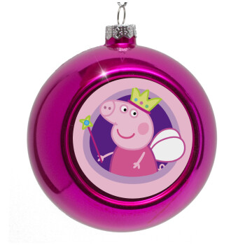 Peppa pig Queen, Purple Christmas tree ornament bauble 8cm