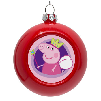 Peppa pig Queen, Στολίδι Χριστουγεννιάτικη μπάλα δένδρου Κόκκινη 8cm