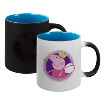 Peppa pig Queen, Κούπα Μαγική εσωτερικό μπλε, κεραμική 330ml που αλλάζει χρώμα με το ζεστό ρόφημα (1 τεμάχιο)