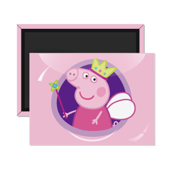 Peppa pig Queen, Ορθογώνιο μαγνητάκι ψυγείου διάστασης 9x6cm