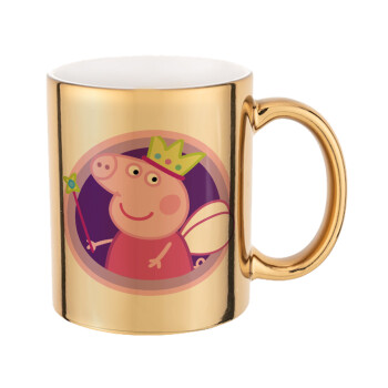 Peppa pig Queen, Mug ceramic, gold mirror, 330ml