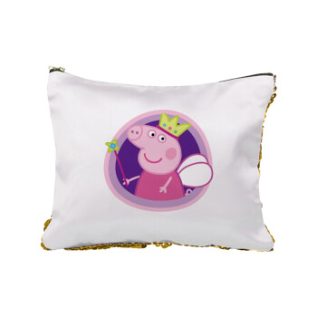 Peppa pig Queen, Τσαντάκι νεσεσέρ με πούλιες (Sequin) Χρυσό