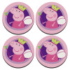 SET of 4 round wooden coasters (9cm)