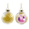 Transparent Christmas tree ball ornament with gold filling 8cm