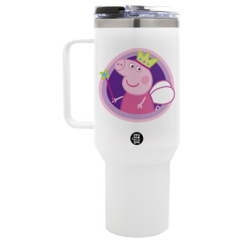 Peppa pig Queen, Mega Tumbler με καπάκι, διπλού τοιχώματος (θερμό) 1,2L