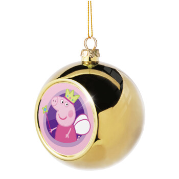 Peppa pig Queen, Golden Christmas tree ball ornament 8cm