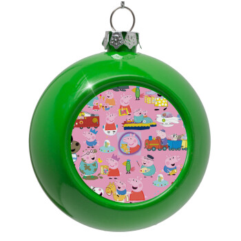 Peppa pig Characters, Green Christmas tree ornament bauble 8cm