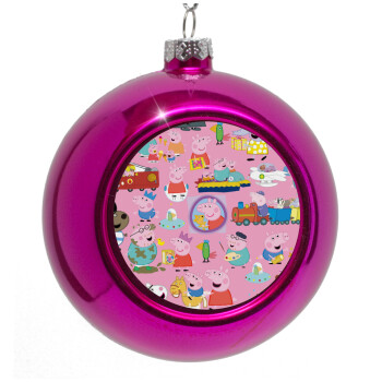 Peppa pig Characters, Purple Christmas tree ornament bauble 8cm