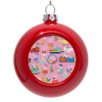 Peppa pig Characters, Red Christmas tree ornament bauble 8cm