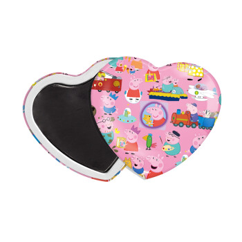 Peppa pig Characters, Μαγνητάκι καρδιά (57x52mm)