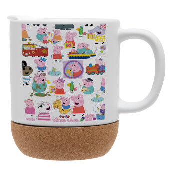 Peppa pig Characters, Ceramic coffee mug Cork (MAT), 330ml (1pcs)