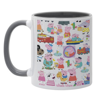 Peppa pig Characters, Mug colored grey, ceramic, 330ml