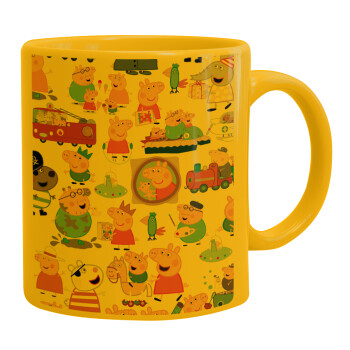 Peppa pig Characters, Ceramic coffee mug yellow, 330ml (1pcs)