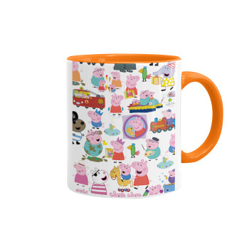 Peppa pig Characters, Mug colored orange, ceramic, 330ml