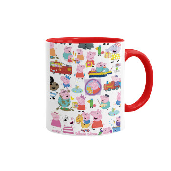 Peppa pig Characters, Mug colored red, ceramic, 330ml