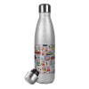 Metallic Glitter Silver Thermos Flask (Stainless steel), double-walled, 500ml