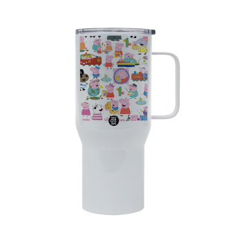 Peppa pig Characters, Tumbler με καπάκι, διπλού τοιχώματος (θερμό) 750L