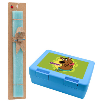 Scooby Doo, Easter Set, children's snack container BLUE & Easter aromatic flat candle (30cm) (TURQUOISE)