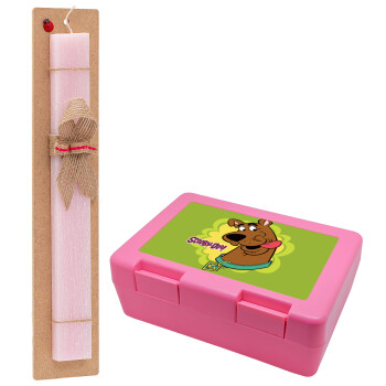 Scooby Doo, Easter Set, children's snack container PINK & scented flat Easter candle (30cm) (PINK)