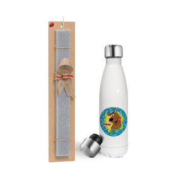 Scooby Doo, Easter candle, metallic white thermos bottle (500ml) & aromatic flat candle (30cm) (GRAY)