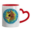 Mug heart red handle, ceramic, 330ml