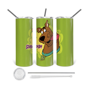 Scooby Doo, 360 Eco friendly ποτήρι θερμό (tumbler) από ανοξείδωτο ατσάλι 600ml, με μεταλλικό καλαμάκι & βούρτσα καθαρισμού