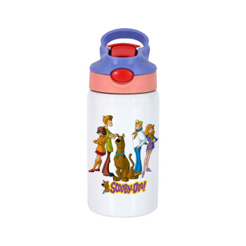 Scooby Doo Characters, Παιδικό παγούρι θερμό, ανοξείδωτο, με καλαμάκι ασφαλείας, ροζ/μωβ (350ml)