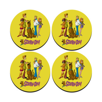 Scooby Doo Characters, ΣΕΤ 4 Σουβέρ ξύλινα στρογγυλά (9cm)