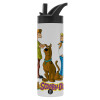 Metallic thermos bottle with straw & handle, stainless steel (Stainless steel 304), double-walled, 600ml.