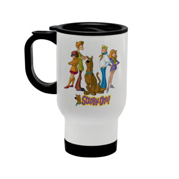 Scooby Doo Characters, Stainless steel travel mug with lid, double wall white 450ml