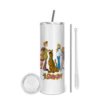 Scooby Doo Characters, Eco friendly stainless steel tumbler 600ml, with metal straw & cleaning brush