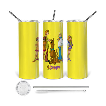 Scooby Doo Characters, 360 Eco friendly ποτήρι θερμό (tumbler) από ανοξείδωτο ατσάλι 600ml, με μεταλλικό καλαμάκι & βούρτσα καθαρισμού