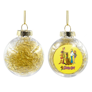 Scooby Doo Characters, Transparent Christmas tree ball ornament with gold filling 8cm