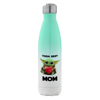 Yoda Best mom, Metal mug thermos Green/White (Stainless steel), double wall, 500ml