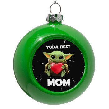 Yoda Best mom, Στολίδι Χριστουγεννιάτικη μπάλα δένδρου Πράσινο 8cm