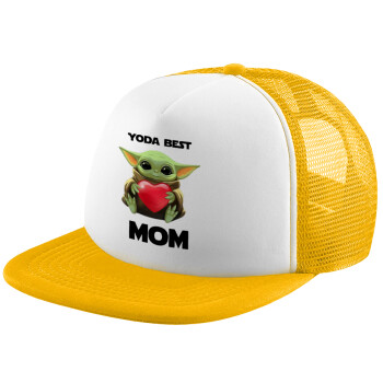 Yoda Best mom, Καπέλο Ενηλίκων Soft Trucker με Δίχτυ Κίτρινο/White (POLYESTER, ΕΝΗΛΙΚΩΝ, UNISEX, ONE SIZE)